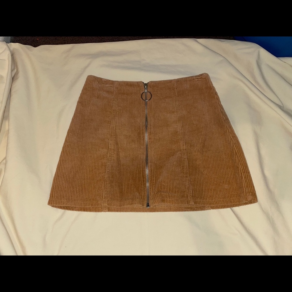 Corduroy Zip-up Front Mini Skirt